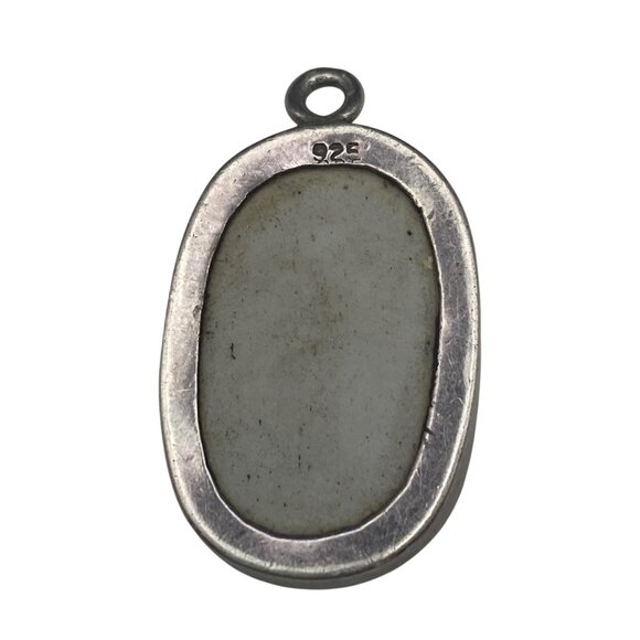 Vintage Blue White Porcelain Shard Pendant Necklace Sterling Silver Bezel 30" - Picture 7 of 7